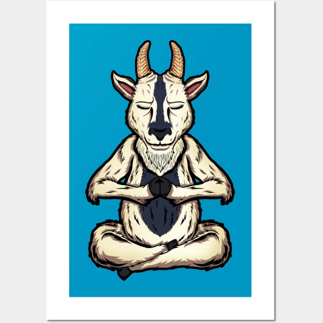 goat animal yoga cute and funny meditation namaste Wall Art by the house of parodies